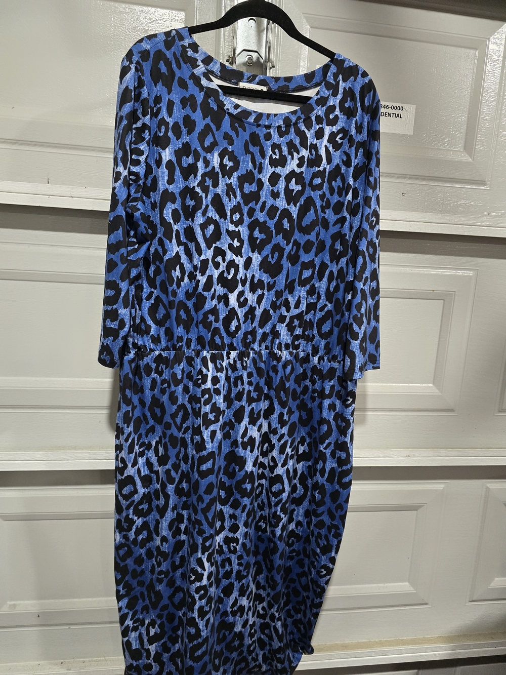 Blue Animal Print Long Sleeve Women's Dress